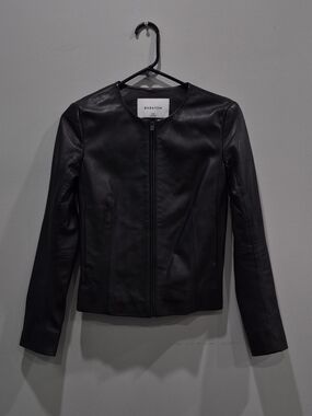 Aritzia Babaton Leather Zip Up Jacket